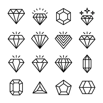 Set of Greyscale, Black Gems Stock Vector - Illustration of icon, beauty:  59739630