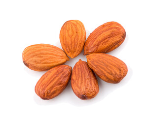 almond nuts an isolated on white background. Clipping path