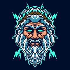 Zeus head vector illustration design on dark background