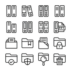 
Files, Business Files, Corporate Files, Documents Holder Line Vector Icons Set
