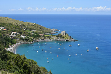 View of a bay from the town of San Nicola Arcella, located on the coast of the Calabria region.