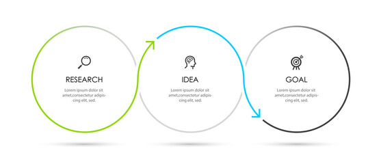 Vector Infographic thin line design with icons and 3 options or steps. Infographics for business concept.