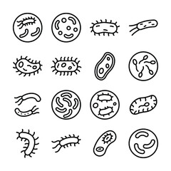 
Bacteria, Germs, Protozoa, Listeria, Sperm Egg, Listeria, Microbes Lines Vector Icons Set 
