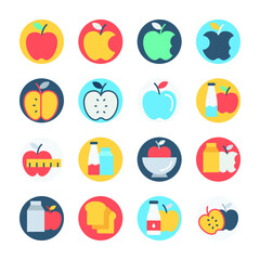 Fruits Circular Color Vector Icons Set 