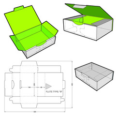 Postal Delivery Box and Die-cut Pattern. The .eps file is full scale and fully functional. Prepared for real cardboard production.