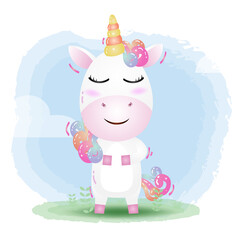 cute unicorn in the children's style. cute cartoon unicorn vector illustration