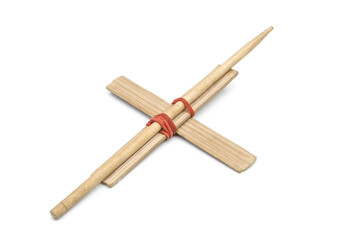 ADHD toys made of bamboo on a white background The children said that it was an airplane.