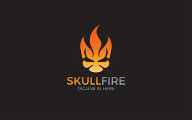 Skull logo forming fire symbol in black background