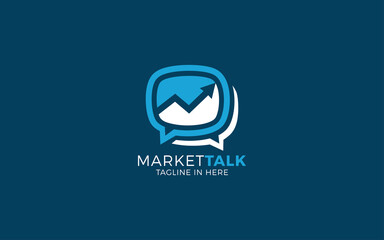 Economic market logo forming bubbles chat with arrow up symbol