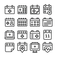 Set of Medical Scheduling Line Vector Icons  
