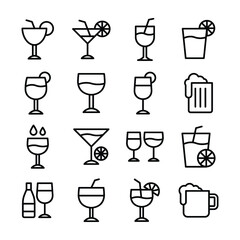 
 Set of Drinks Line Vector Icons 

