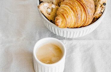 Croissants, biscottis and coffee.