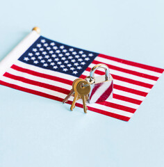 USA flag and padlock.