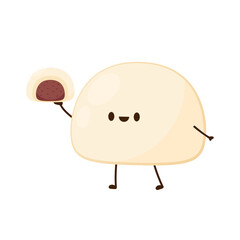 Steamed Bun character. Red bean bun vector. wallpaper. free space for text. copy space.