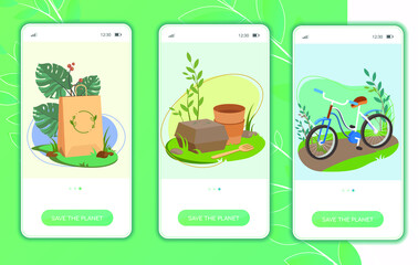 Set with business eco-friendly card.   Paper food boxes, dishes, papers bags and ecology transport. Disposable, recyclable, compostable and eco.