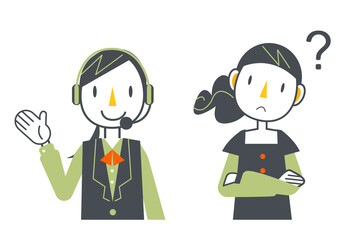 Naklejka premium オペレーターと女性のセット