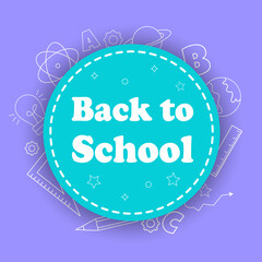 Back to school lable of flat icons sticker concept. Vector illustration