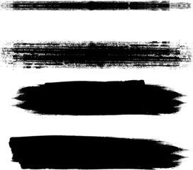 Grunge Paint stripe . Vector brush Stroke . Distressed banner . Black isolated paintbrush collection . Modern Textured shape . Dry border in Black .