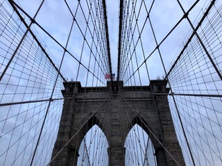 Beautiful Brooklyn Bridge and blue sky 