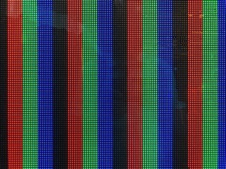 Led TV screen with a colorful bar stripes