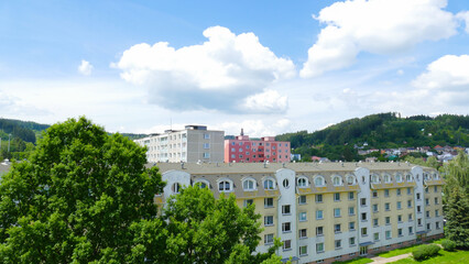 Fototapeta premium Czech housing estate of blocks of flats on Habrmanova Street in Ceska Trebova