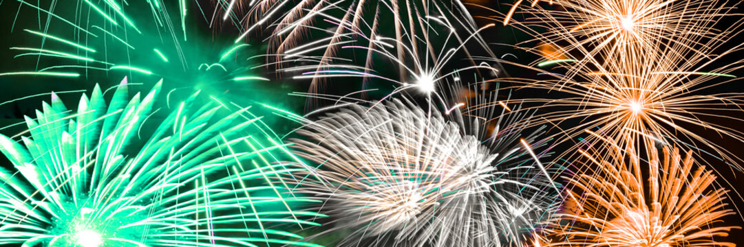 Green white and red orange panoramic background - Powered by Adobe