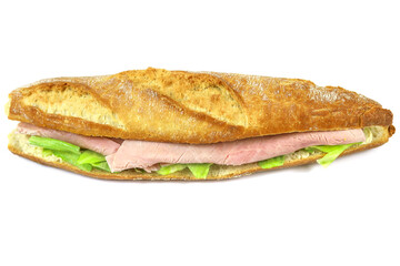 sandwich au jambon sur un fond blanc