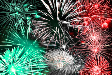 Green white and red fireworks background, italian flag colors, 2026 winter Olympics, Milan Cortina Olympic Games