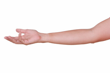 Fototapeta premium Male asian hand gestures isolated over the white background. 