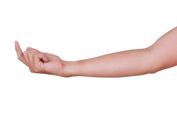 Fototapeta premium Male asian hand gestures isolated over the white background. 