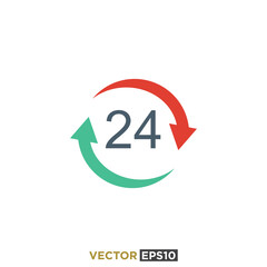 24 Hours Sign Icon Vector