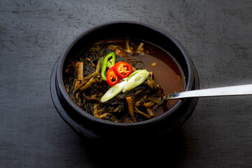 Soybean Paste Soup with Dried Radish Leaves