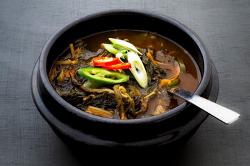 Soybean Paste Soup with Dried Radish Leaves