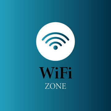 Wifi zone blue background. Gradient colorful wireless and wifi icon. Free Wifi zone background. Vector Illustration.