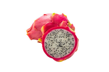 Sweet tasty dragon fruit or pitaya isolated on white.