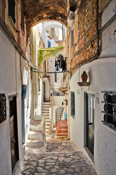 An alley in Sperlonga, an old town in the Lazio region, Italy.