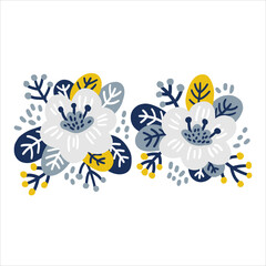 Flower and leaf. Simple cute hand drawn vector illustration for greetings card