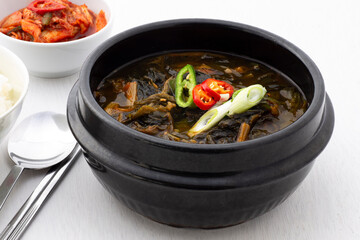 Soybean Paste Soup with Dried Radish Leaves