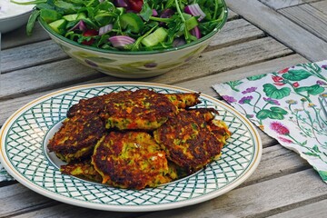 Zucchini and carrot vegetarian fritters