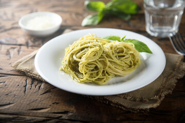 Pasta with pesto sauce