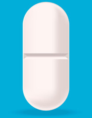 White medical tablet. Pill in realistic style.