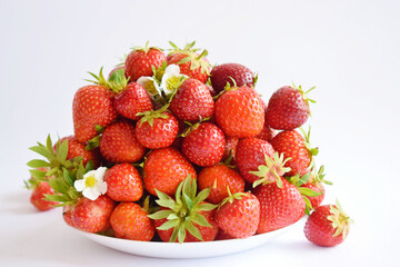 Fresh strawberry bowl. Isolated on white background