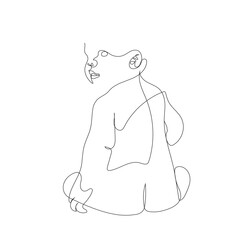 Baby sit drawing one line