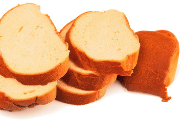 Slices of fresh white bread, loaf, baguette, brioche