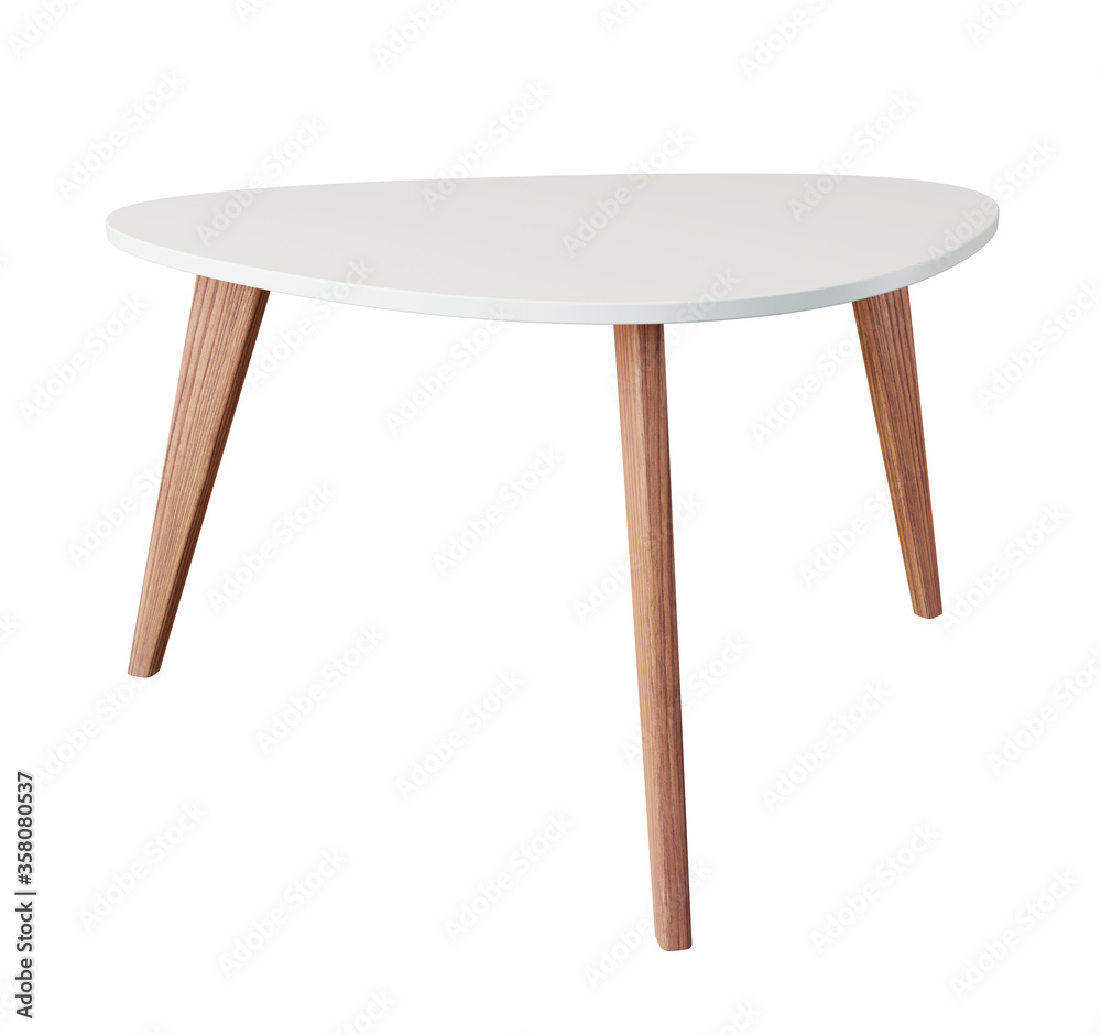 Poster Coffee table isolated on white background with clipping path included. 3D render. 3D image.