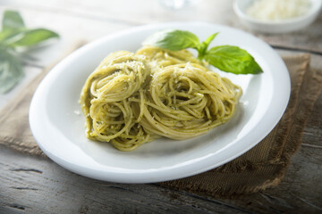Pasta with pesto sauce