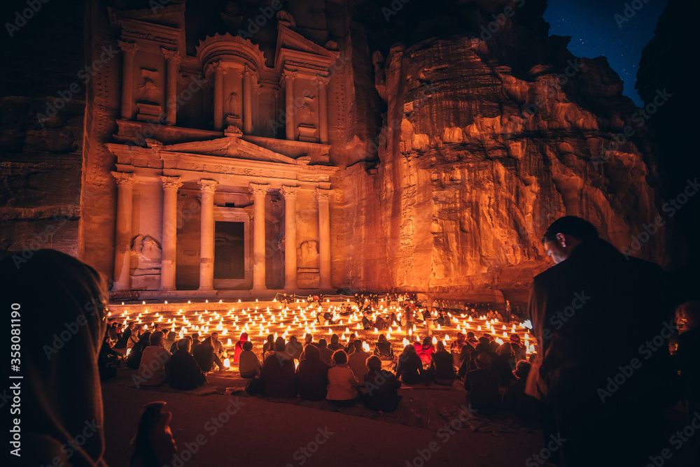 Wall mural Petra by night Event in jordan