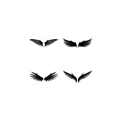 Wings black icons vector set. Modern minimalistic design.