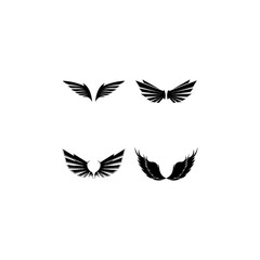 Wings black icons vector set. Modern minimalistic design.