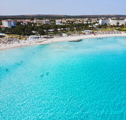Nissi beach - the most famous white sand clear blue water beach in Ayia Napa, Cyprus, luxury summer travel inspiration